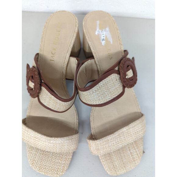 new Jack Rogers callie block heel straw beach brown sandal sz10 strappy buckle - Picture 5 of 7